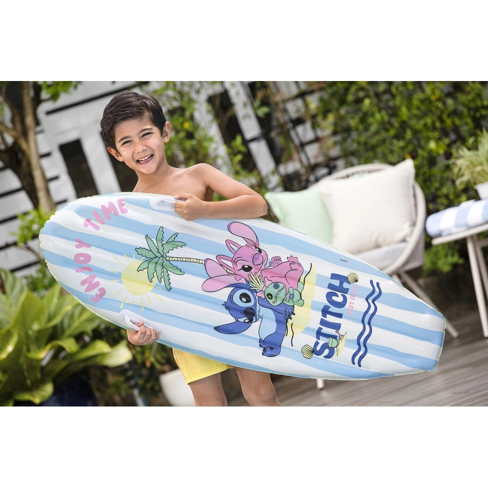 Trade Shop - Materassino Tavoletta Da Surf Gonfiabile Da Nuoto Per Bambini Stitch 112x40x10cm 9104v -