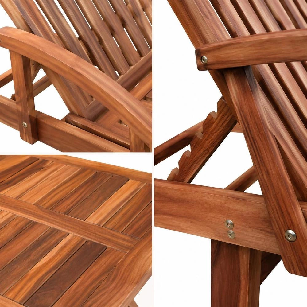 Sun Lounger With Table, Solid Acacia Wood