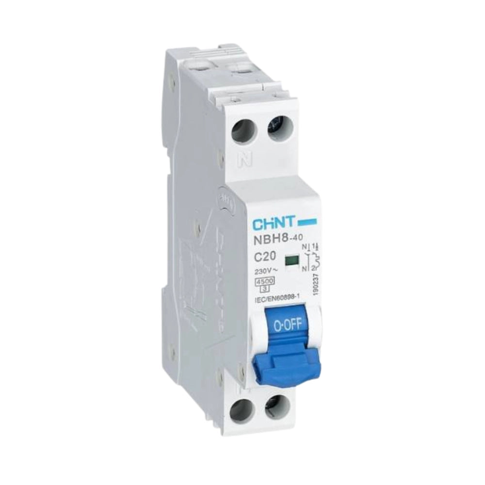 Chint interruttore magnetotermico compatto 1p+n curva c 1 modulo 4,5 ka 230v *** ampere 20 ampere, confezione 1