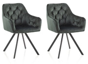 Set 2 Sedie Imbottite 58x57x84 cm in Velluto Verde