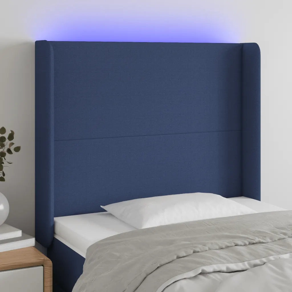 Testiera | Testata a LED Blu 93x16x118/128 cm in Tessuto