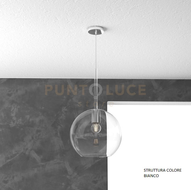 SOSP. BIANCO 1 LUCE GRANDE TRASPARENTE 1155BI-SG-TR