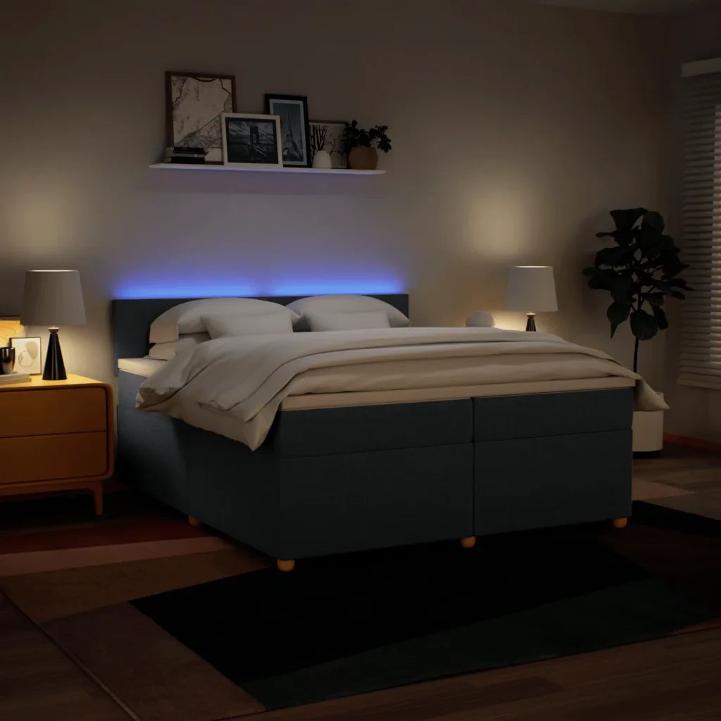 vidaXL Giroletto a Molle con Materasso Blu 200x200 cm in Tessuto