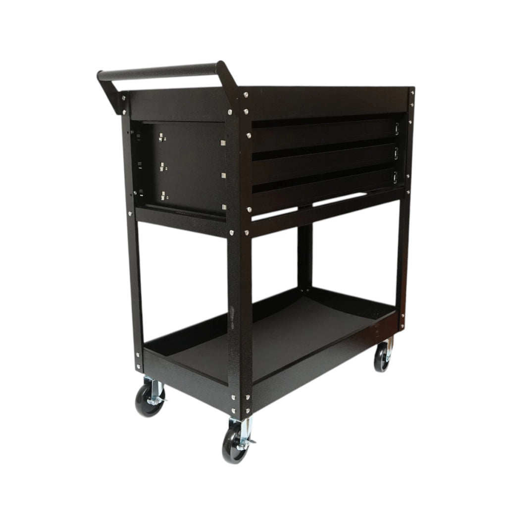 Carrello portautensili da officina in metallo su ruote con 2 ripiani e 3 cassetti 775x410x895mm Breckner Germany