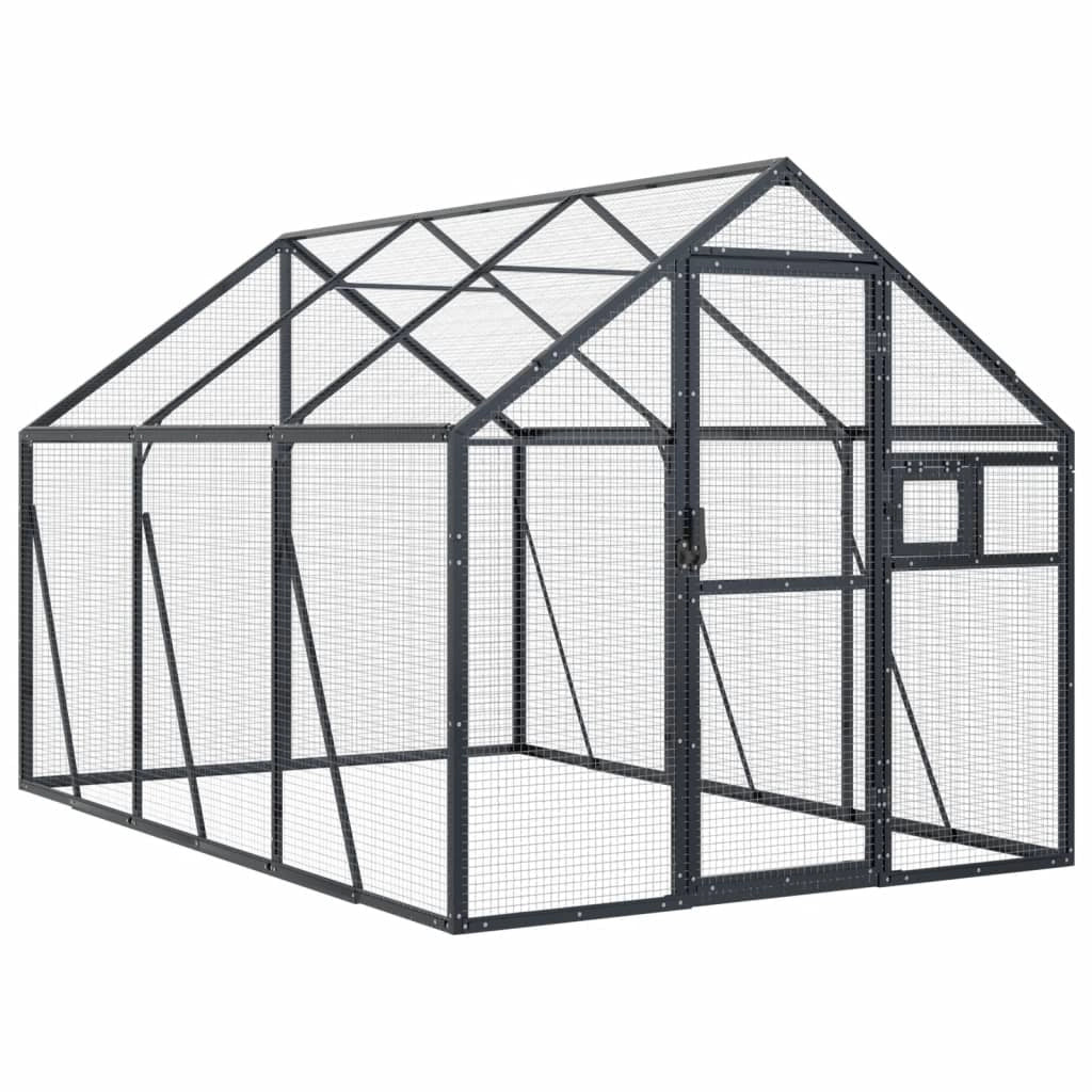 Voliera a gabbia 1,79 x 3 x 1,85 m alluminio antracite 02_0045633