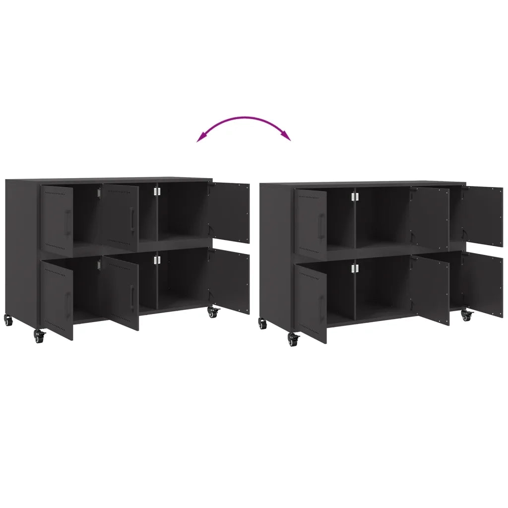 Credenza | Madia | Buffet da pranzo | Armadio da pranzo Nera 100,5x39x72 cm in Acciaio