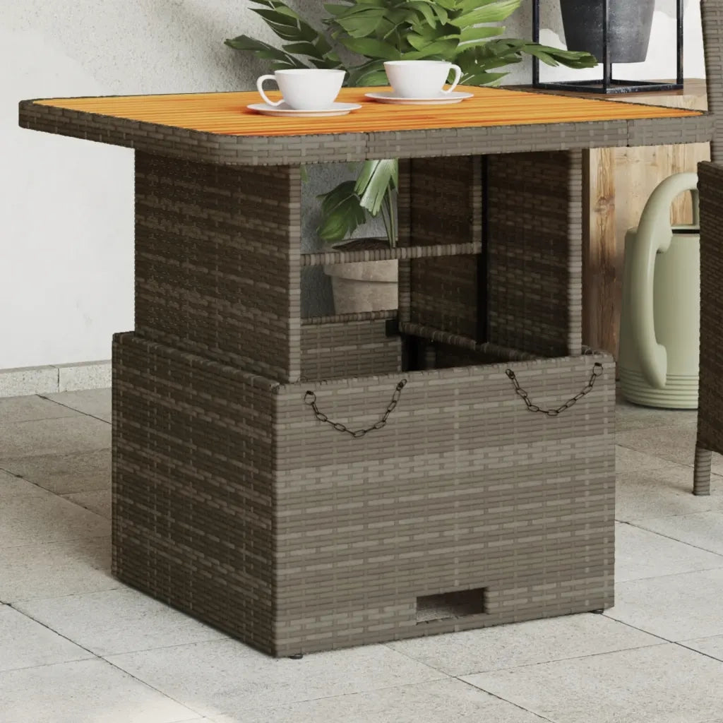 Tavolo Giardino Grigio 80x80x71 cm in Polyrattan e Legno Acacia 368270