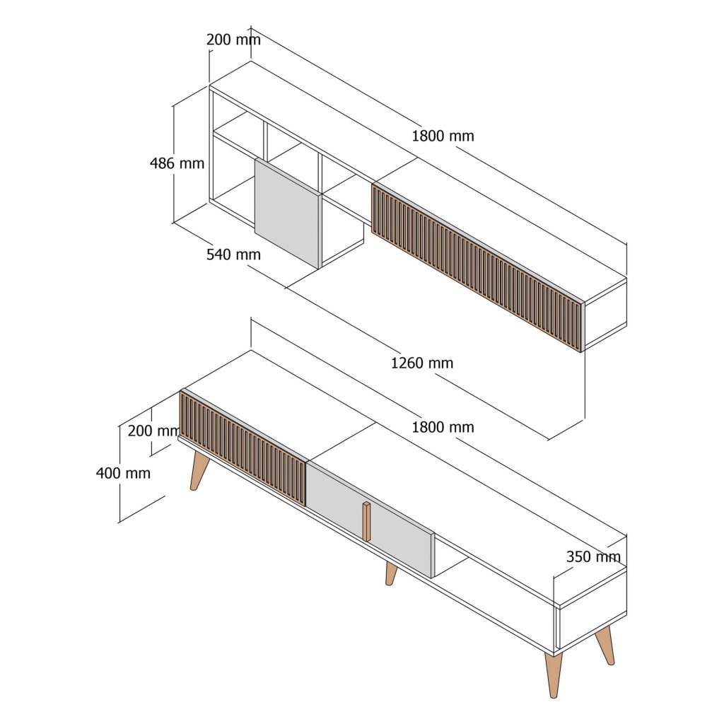 Mobile Soggiorno Cavoti, Parete Attrezzata Modulabile, Marrone Noce