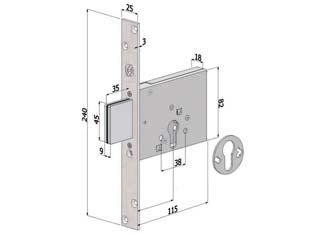 SERRATURA INFILARE PROFILO EUROPEO 3 MANDATE 2051  mm.70 (2051XZB7025)    SECUREMME
