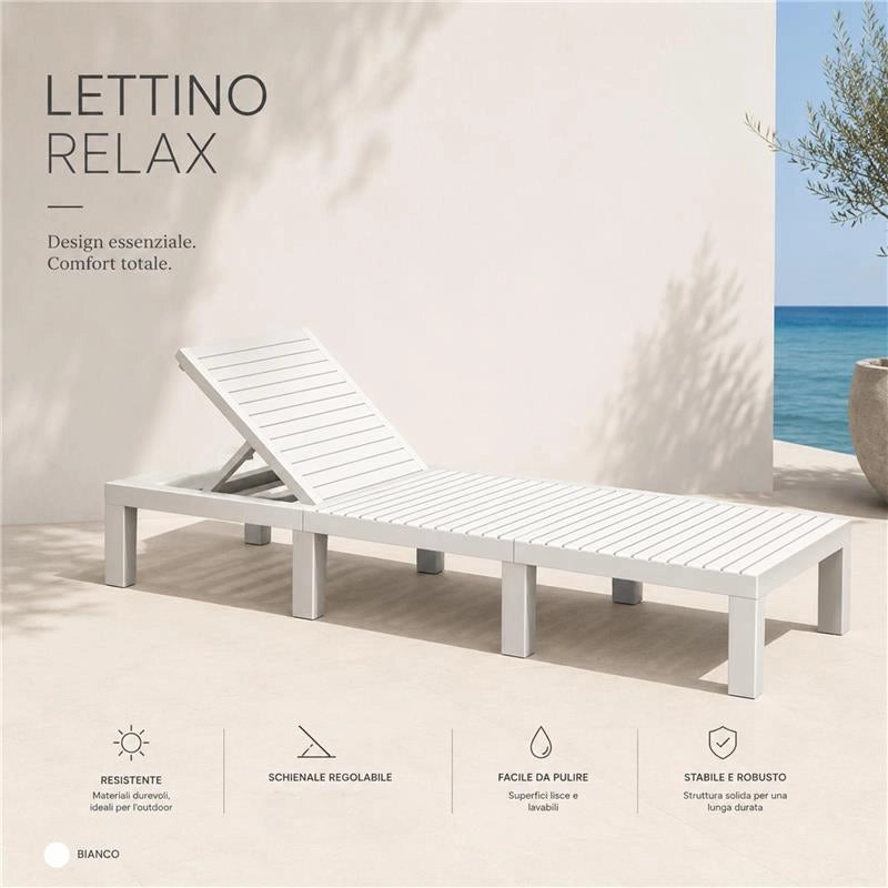 LETTINO SDRAIO PRENDISOLE IN RESINA HAITI BIANCO 195 X 65 X H78 CM