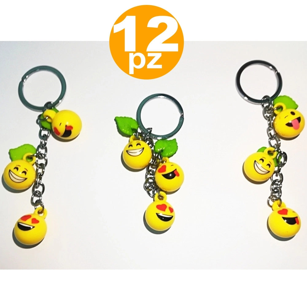 Trade Shop - Set Bomboniere Pendente 3 Faccine Emoji Emoticon Porta Chiavi Compleanno 18 Anni -