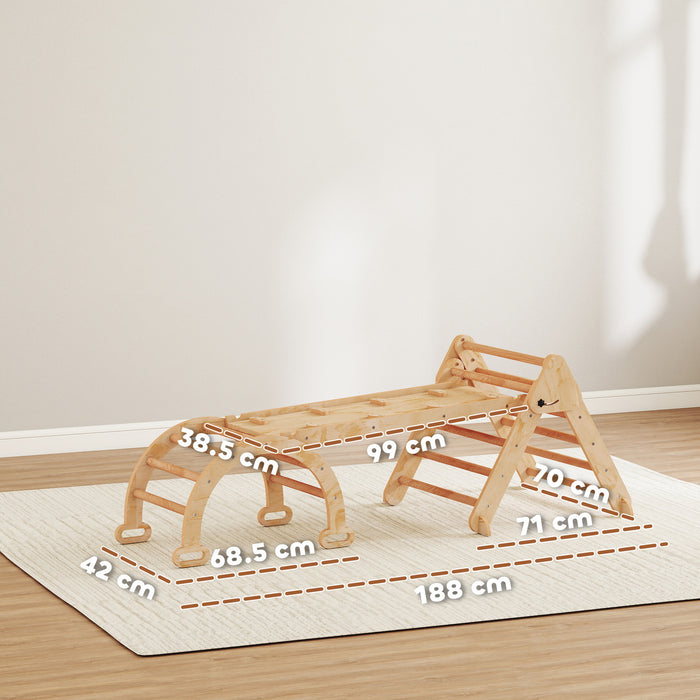 Gioco per Bambini 5 in 1 con Triangolo Parete Liscia e Arco 188x70x59 cm in Legno di Pioppo e Pino