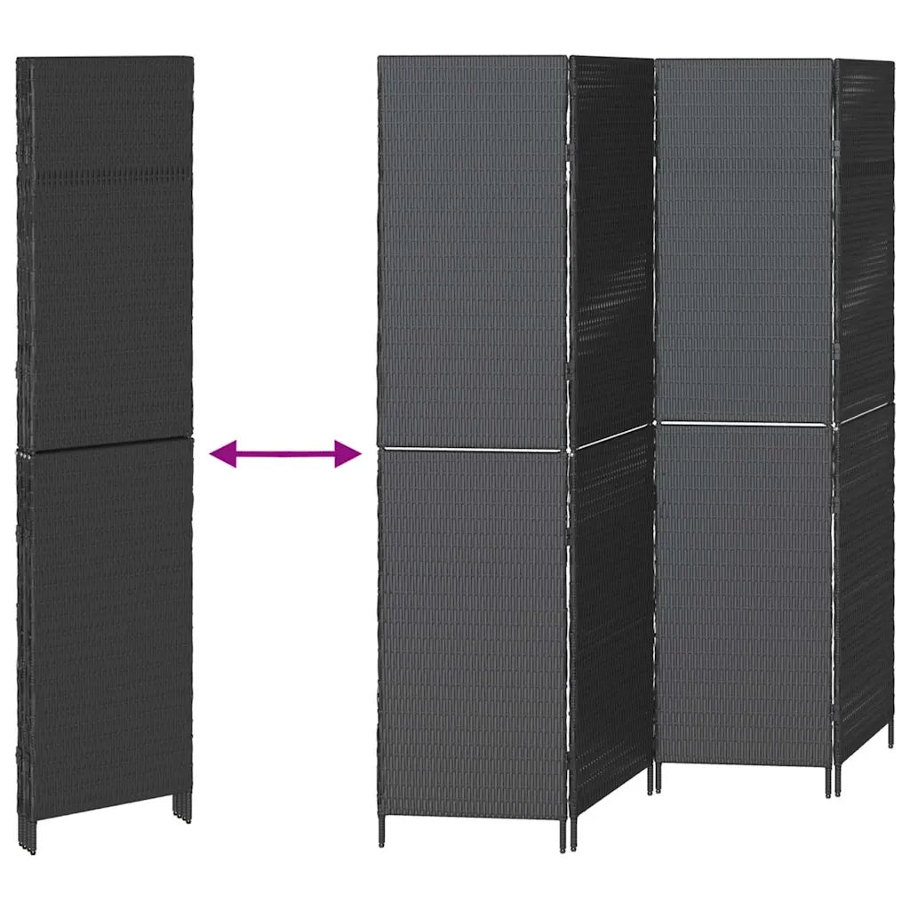 Divider per stanze | Paravento | Divisorio Ambienti Nero 195 x 180 cm polyrattan