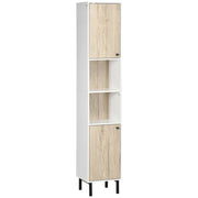 Colonna Bagno con Ante e Ripiani ¨C Zephmum ¨C Bianco e Rovere 31,5x30x169 cm