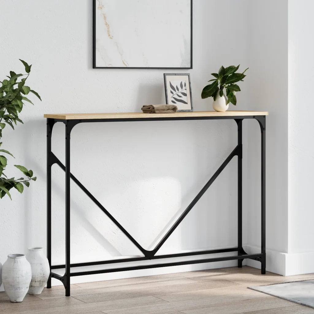 Tavolino Consolle-Tavolino da soggiorno-Tavolo Rovere Sonoma 102x22,5x75cm Legno Multistrato