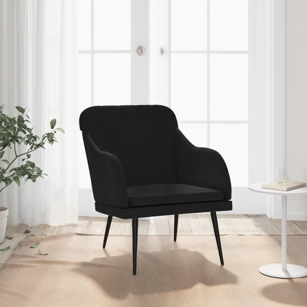 Poltrona | Sedia Relax Nera 63x76x80 cm Velluto