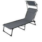 Lettino / Sdraio con parasole e cuscino colore grigio 187x85x56 cm