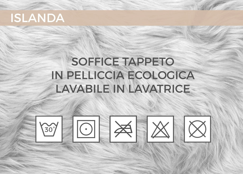 Tappeto Peloso In Pelliccia Ecologica Sagomato Modello Islanda Varie Misure - 130x150cm - Grigio Melange