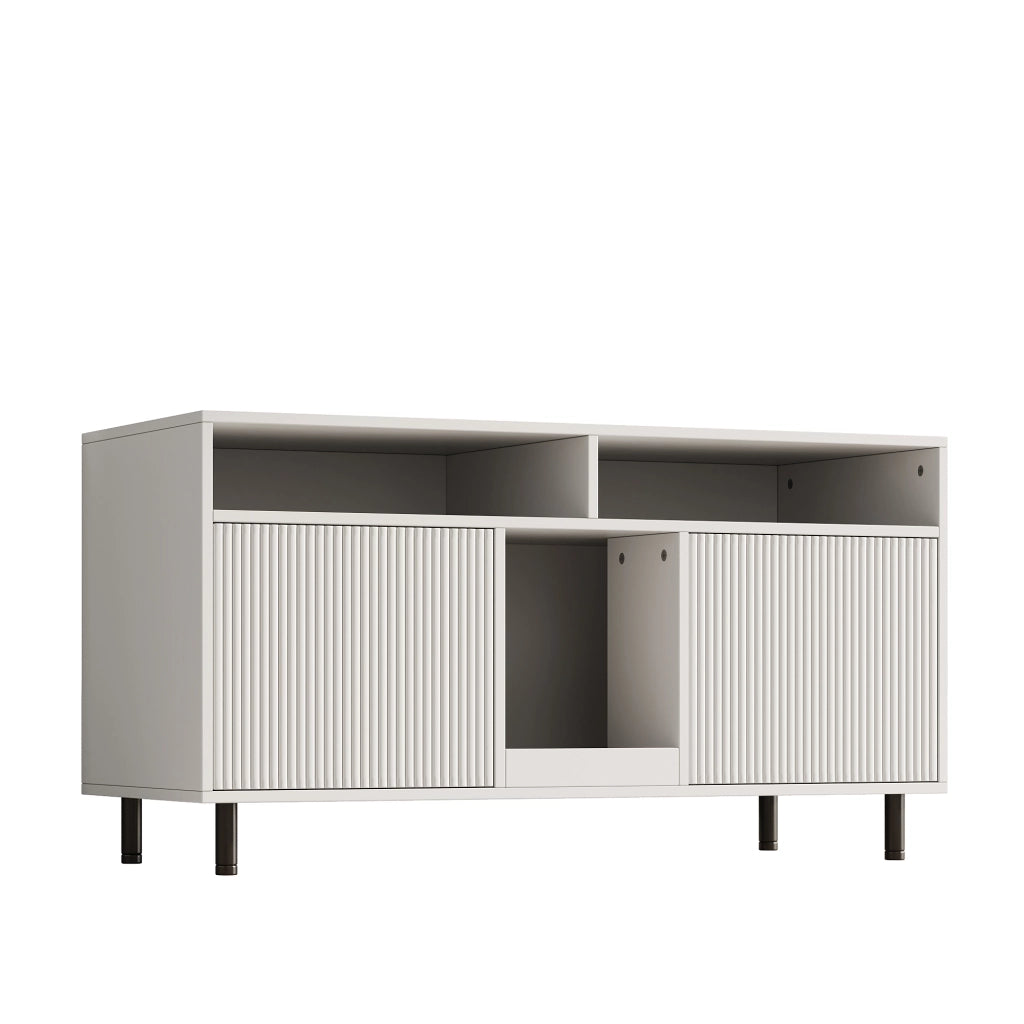 Mobile per lettiera per gatti con 2 ante e ripiani aperti, tappetino raccogli-sabbia, in MDF, bianco, 120 × 50 × 66 cm
