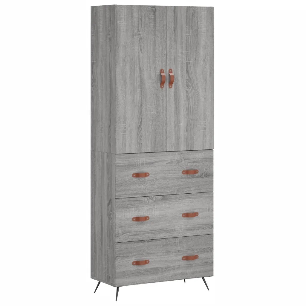 Credenza Grigio Sonoma 69,5x34x180 cm in Legno Multistrato 3195825