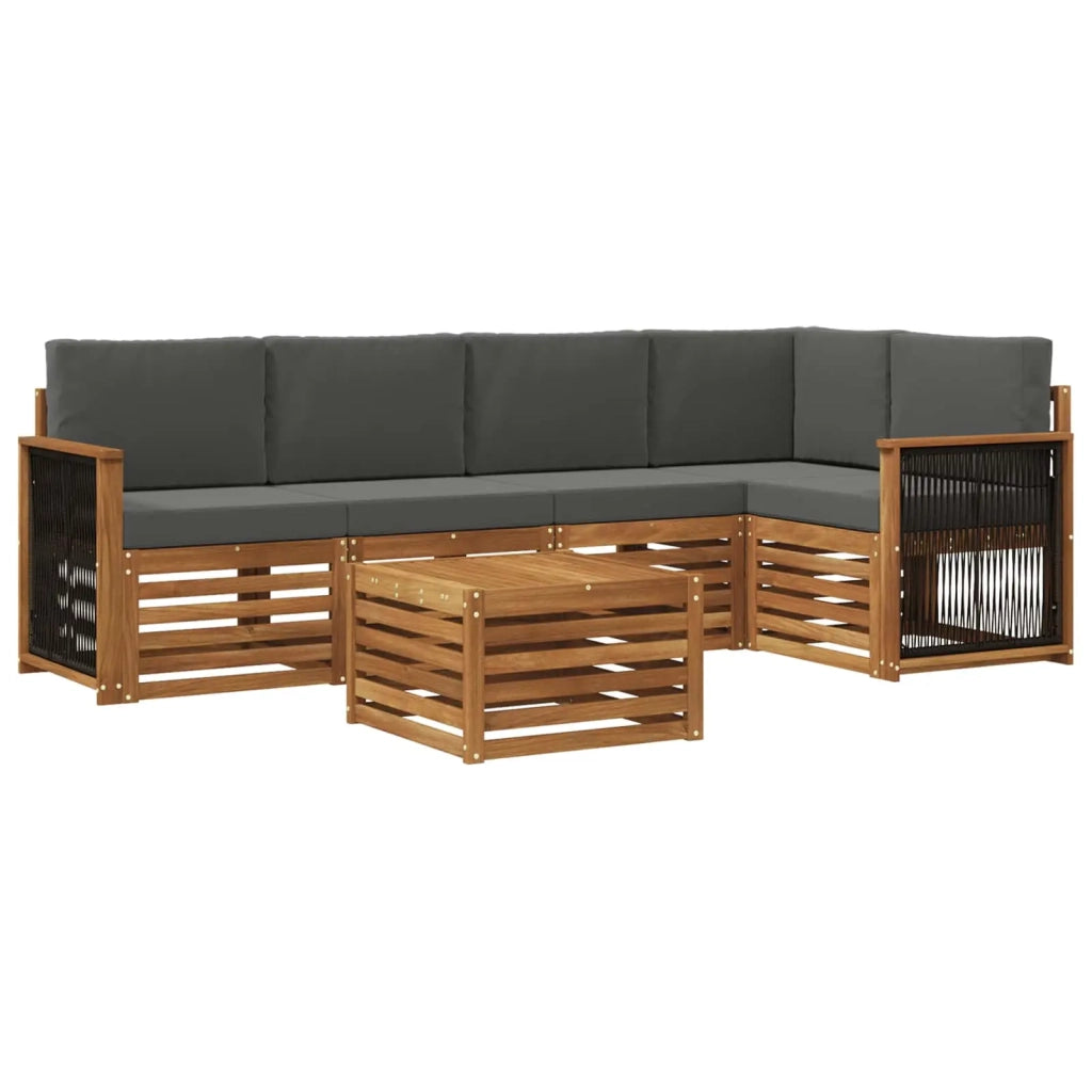 Set divano sezionale con cuscino 5 pcs Naturale e Antracite