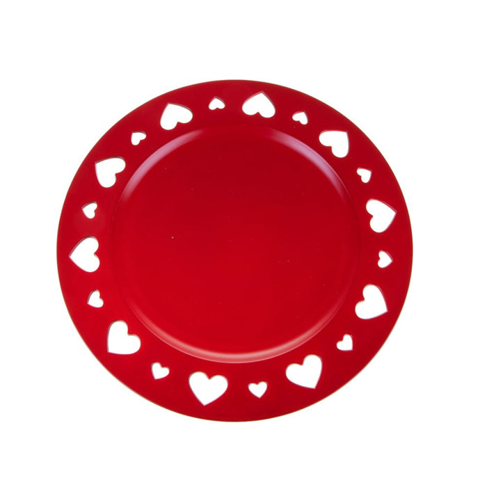 Set 6 Piatti Decorativi con Cuori Ø 33 cm in Plastica
