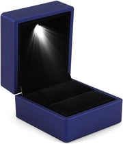 Scatola di anello LED illuminata - Scatola di anello illuminata con illuminazione LED interna - Scatola di anello per proposta di matrimonio e anello di fidanzamento (blu)