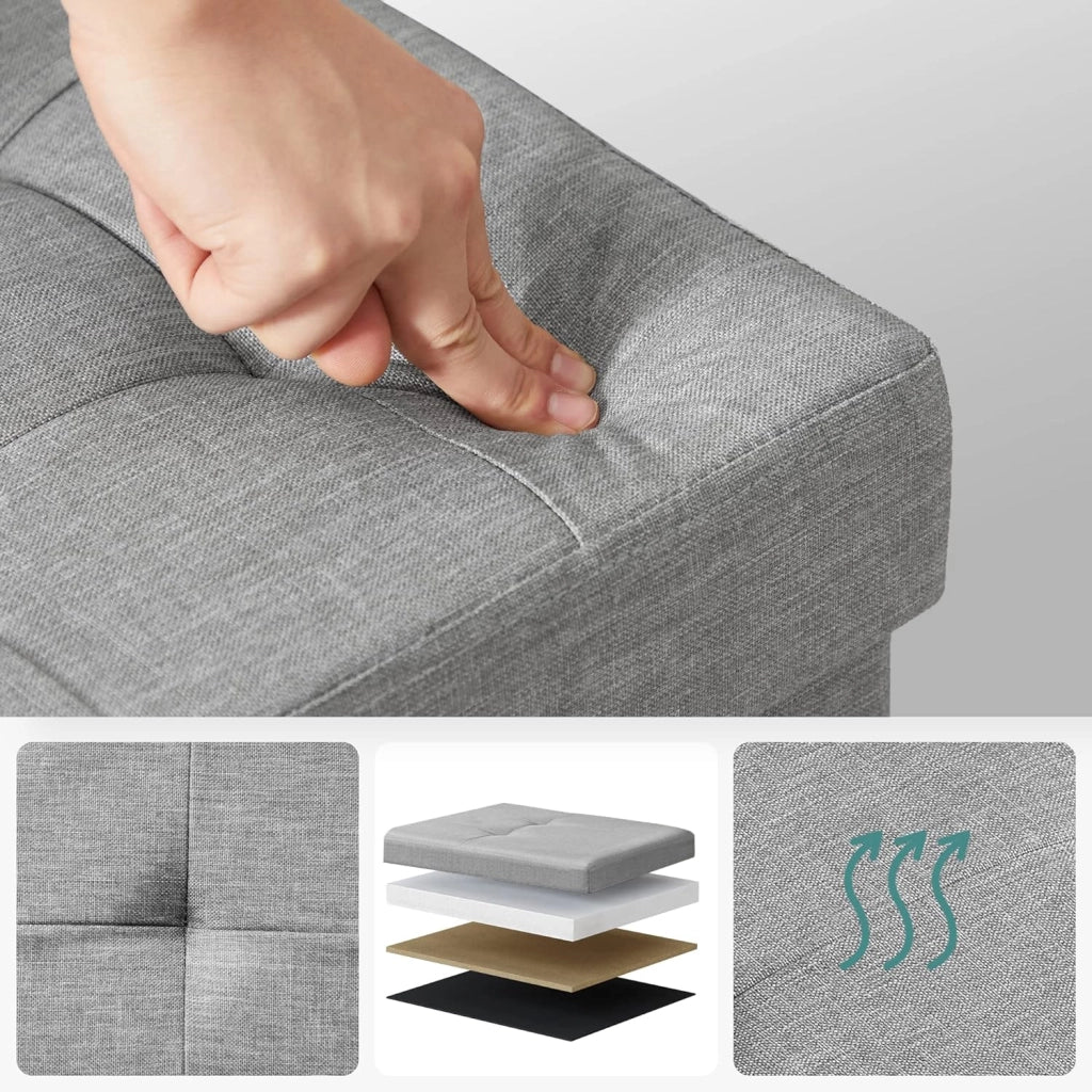 Pouf contenitore Valora PUFA in MDF grigio chiaro per camera da letto