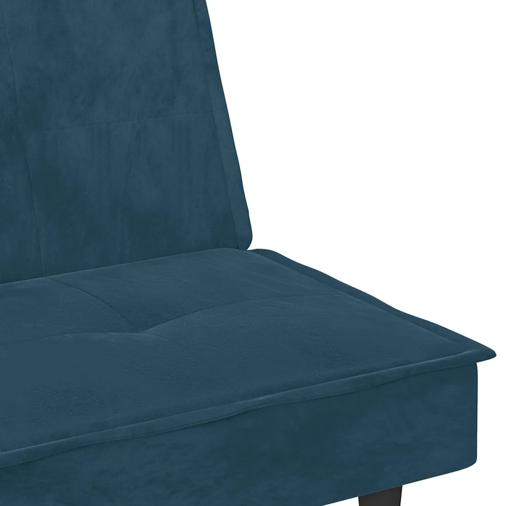 Divano Letto con Portabicchieri in Velluto Blu