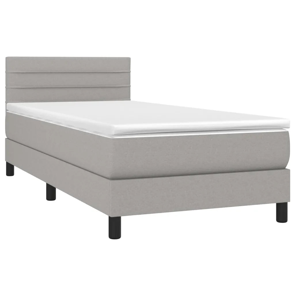 Letto a Molle Materasso e LED Grigio Chiaro 90x200 cm Tessuto 3133205