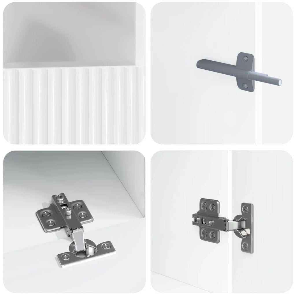 Mobile TV LED a 5 pezzi Bianco Lucido Legno ingegnerizzato 3416601