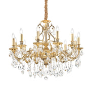 Lampadario Classico Gioconda Metallo-Cristallo Oro 12 Luci E14