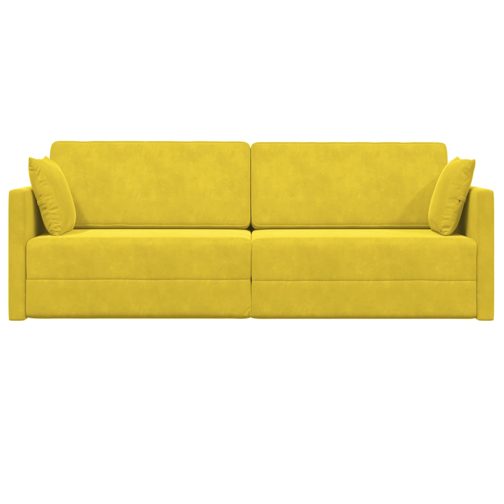 Divano Letto 2-in-1 Giallo 213x144x60 cm in Velluto