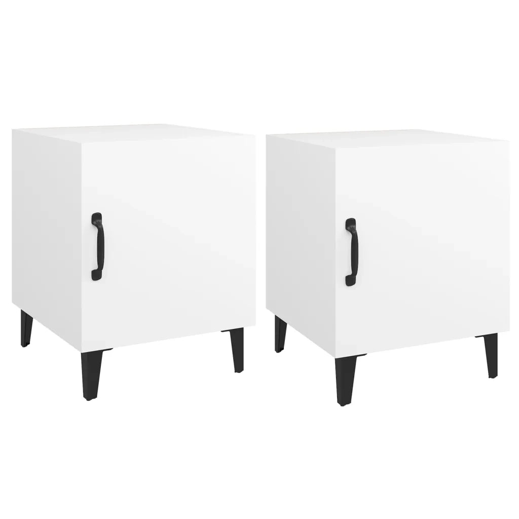 Comodini 2 pz-Set di 2 Tavolino da notte Bianchi in Legno Multistrato 217919