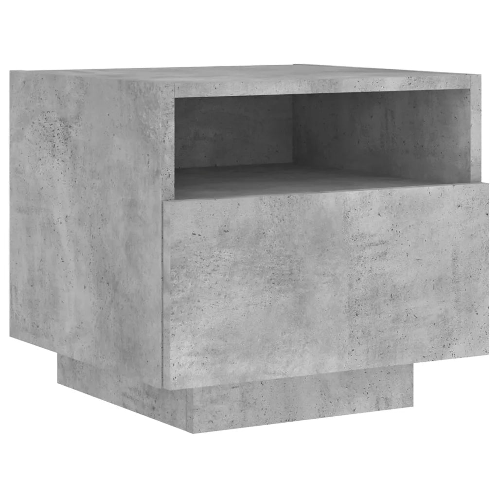 Set di 2 Comodini | Armadio da Notte | Mobiletto da notte con Luci LED Grigio Cemento 40x39x37 cm
