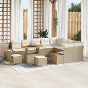 Set Divano da Giardino 12 Pezzi con Cuscini Beige in Polyrattan Acacia