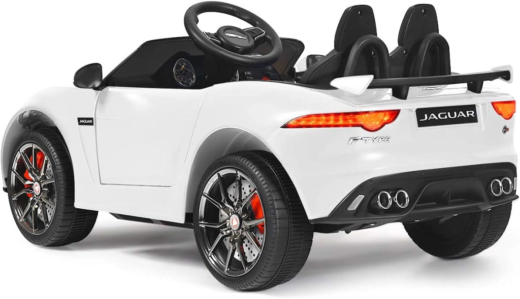 Macchina Elettrica per Bambini Jaguar 12V con Telecomando, Auto Elettrico a Pedale e Cinture di Sicurezza, Veicoli con Multimedia, Clacson e Luci, Velocità 3-5 km/h, Carico 25 kg (Bianco)