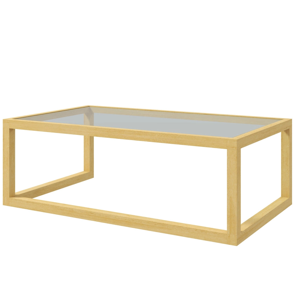 Tavolino da salotto rettangolare con piano in vetro temperato e telaio in legno ¨C Minimal ¨C 100x60x35 cm