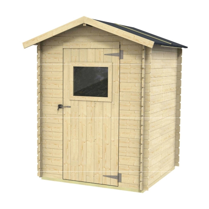 Casetta in legno da giardino 146x146 cm - Pareti 16 mm - Porta finestrata - Compatta - Abete naturale