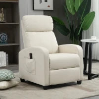 Poltrona Relax Massaggiante con Telecomando e 8 Programmi, Reclinazione e Poggiapiedi, 68x88x98cm, Crema