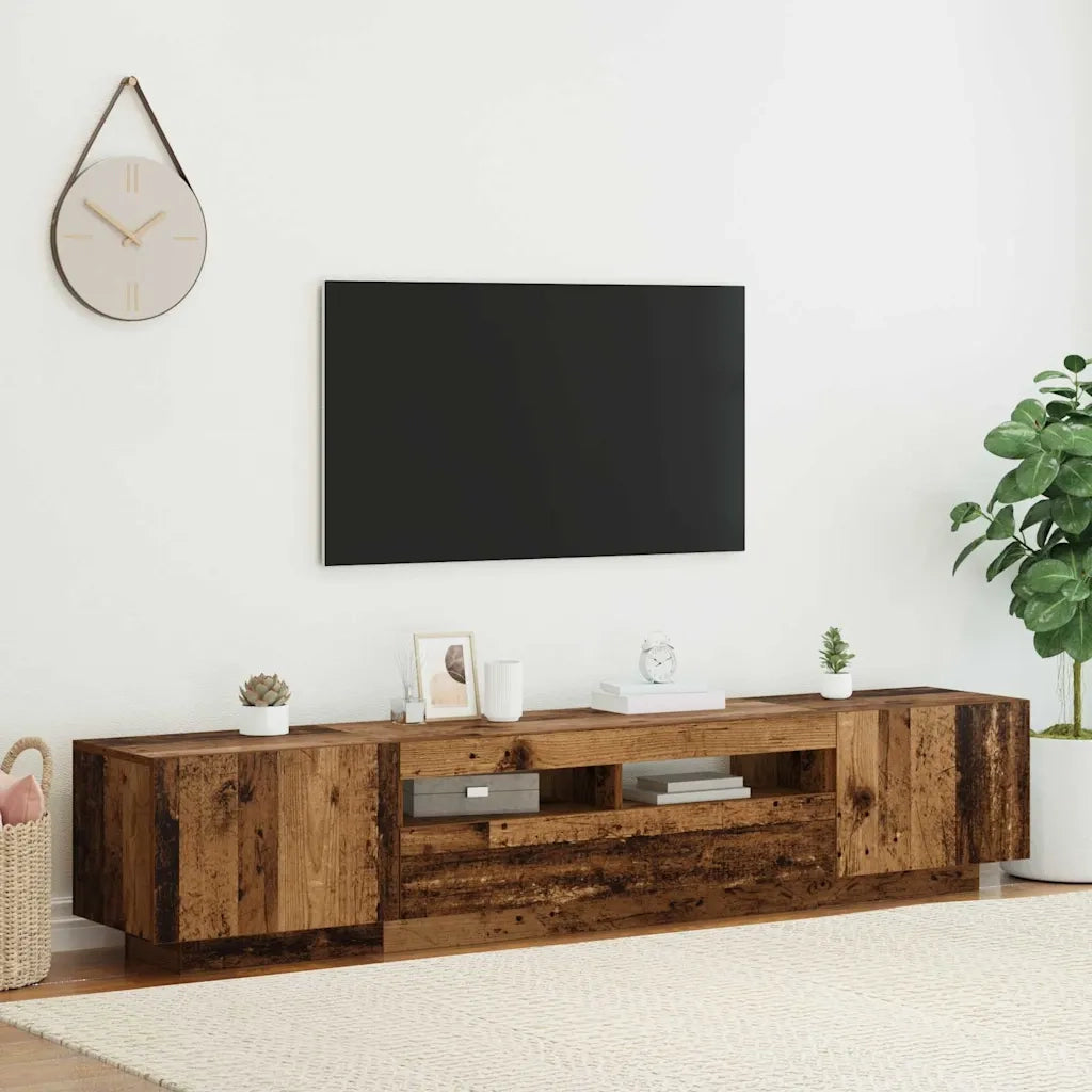 Mobile Porta TV con LED Legno Antico 200x35x40 cm Truciolato