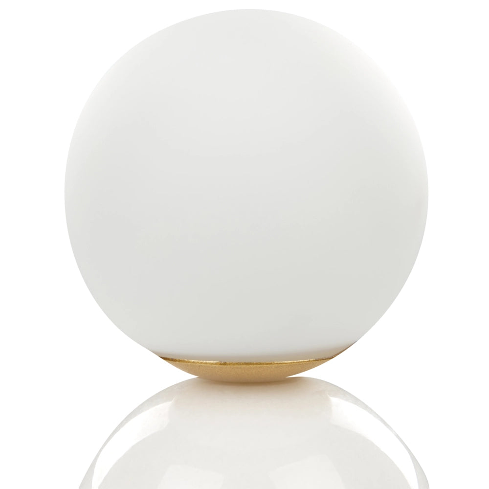 Lampada da tavolo in vetro bianco con paralume rotondo e base in marmo Comodino a luce singola Design moderno Accessori per la casa Soggiorno