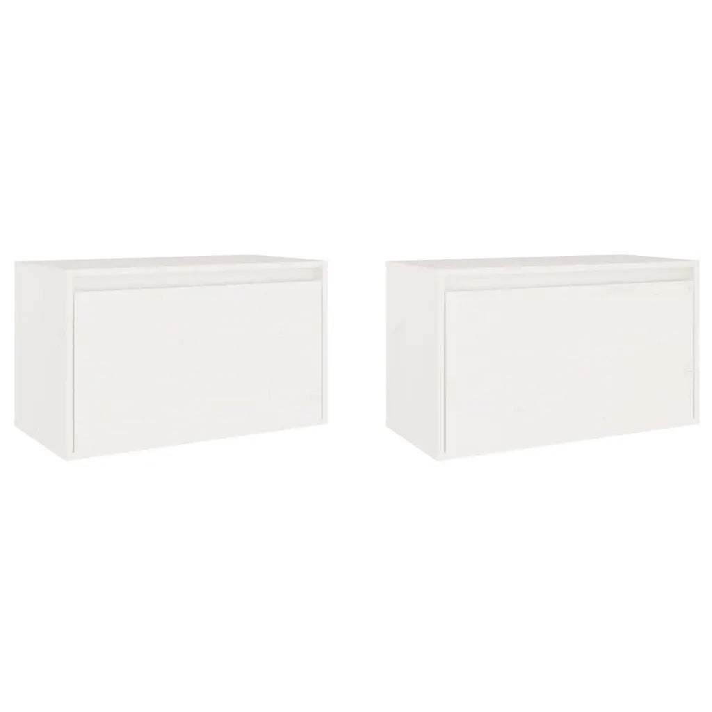 Pensili Bianchi 2 pz 60x30x35 cm in Legno Massello di Pino 813448