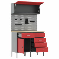 Set di mobili da lavoro con cassetto con blocco 5 pcs Rosso 3321427