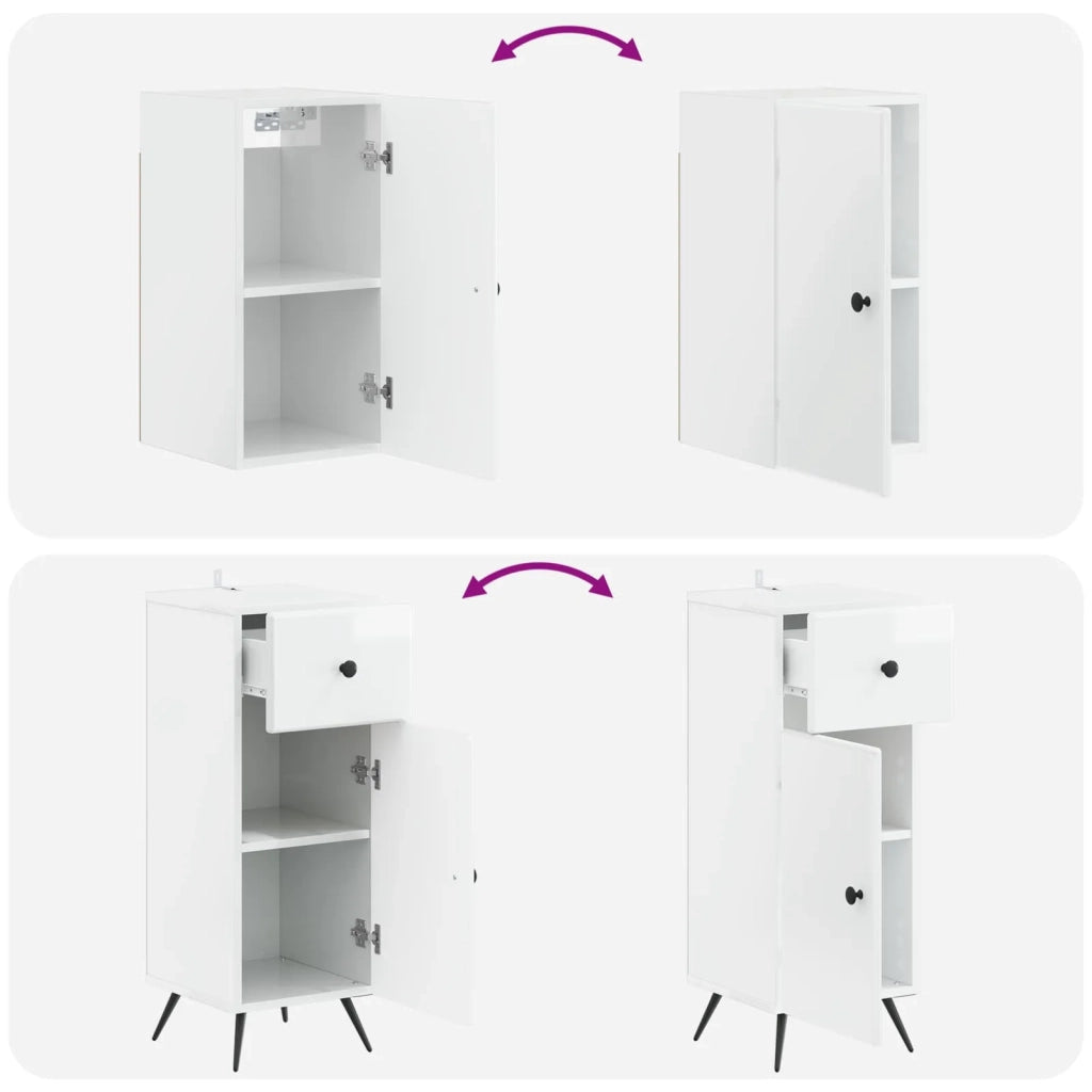 Set di armadietti da bagno in 3 pezzi BREDA Bianco Lucido 3417805