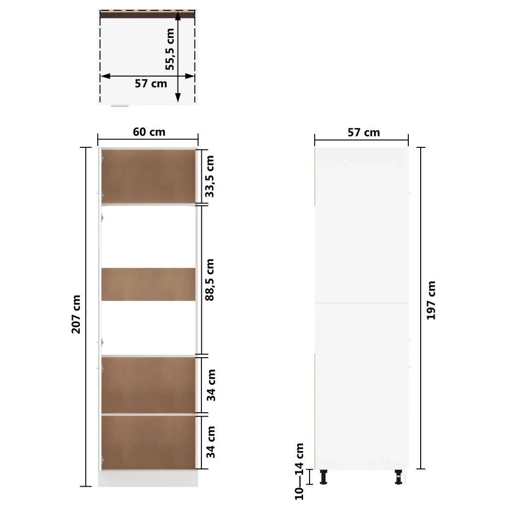 Armadio per Frigo Grigio Sonoma 60x57x207 cm Legno Multistrato cod mxl 78315