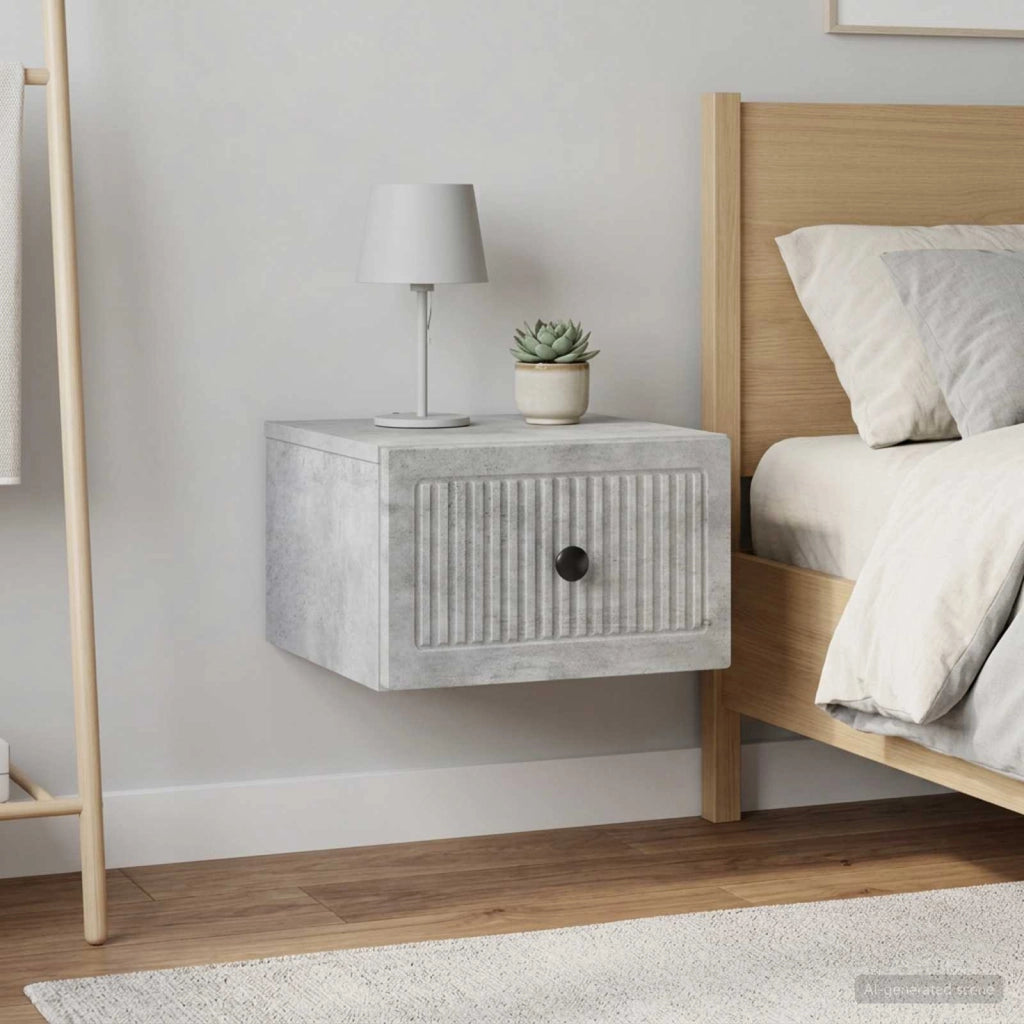 Mobiletto da notte a muro 2 pz Grigio Cemento 33 x 34,5 x 20 cm 897922