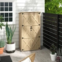 Armadio da giardino casetta rimessa per attrezzi 90L x 54,5P x 161/168,5H cm 2 ripiani tetto bitumato impermeabile legno pino autoclave