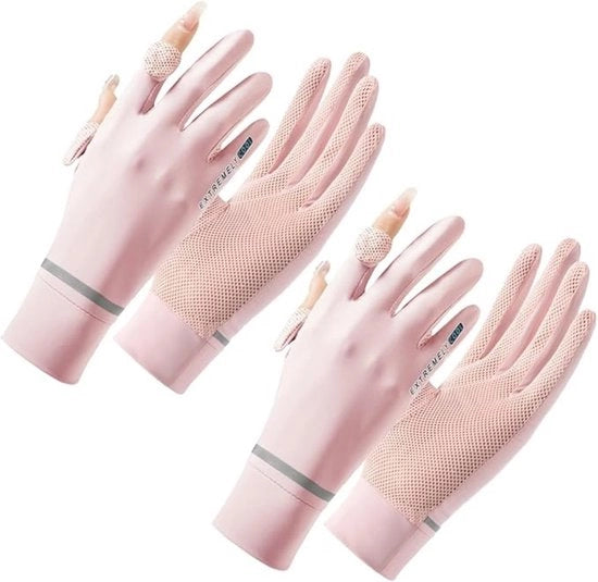 Manopole per donna con protezione solare - guanti estivi anti-UV - manopole antiscivolo per touchscreen - guanti estivi con presa in silicone - adatti per l'uso all'aperto