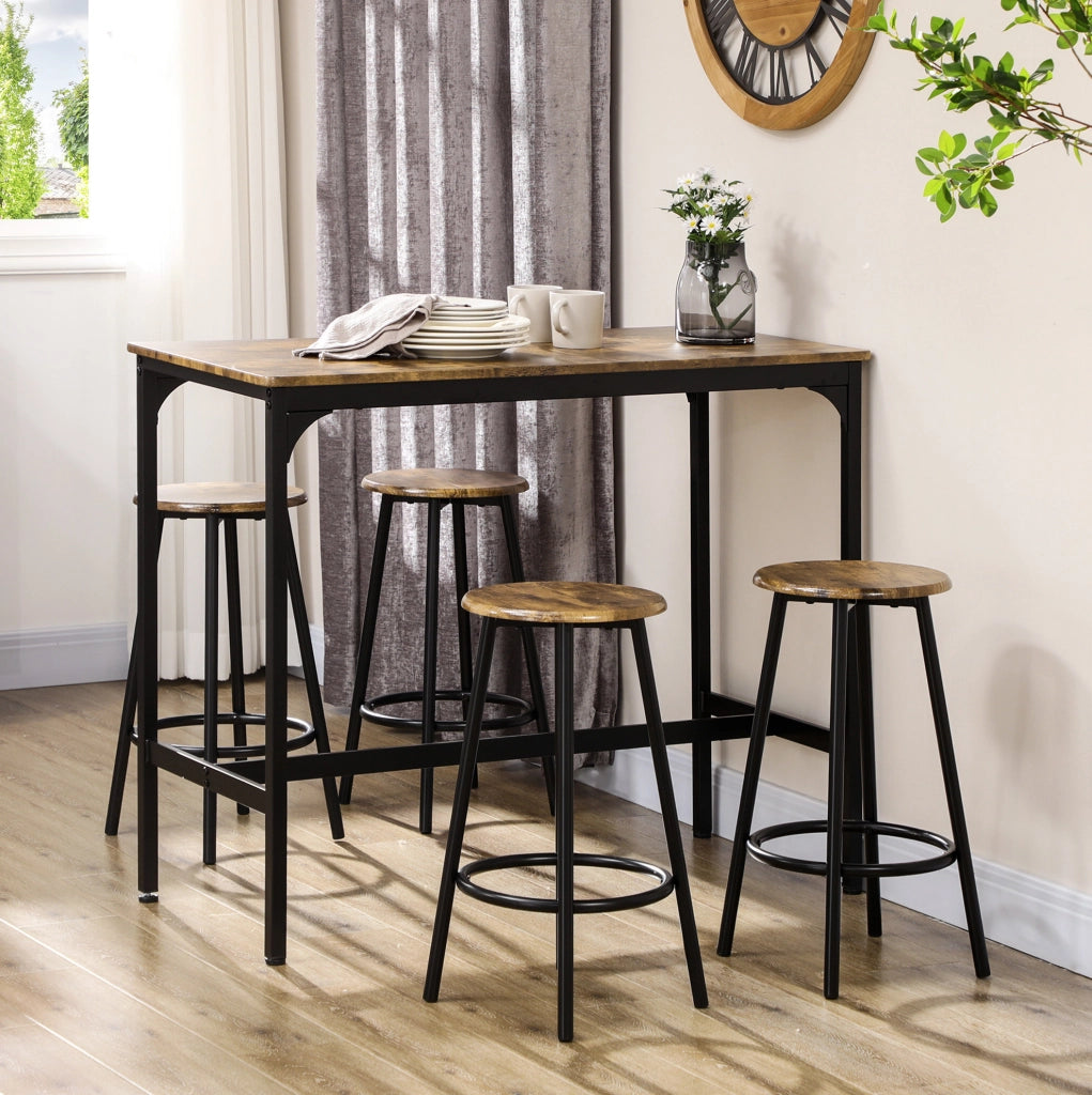 Set tavolo da bar 5 pezzi 110x50x89.5 cm salvaspazio in MDF marrone